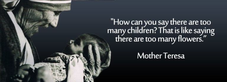 Mother Teresa quote How can you say there are too many children