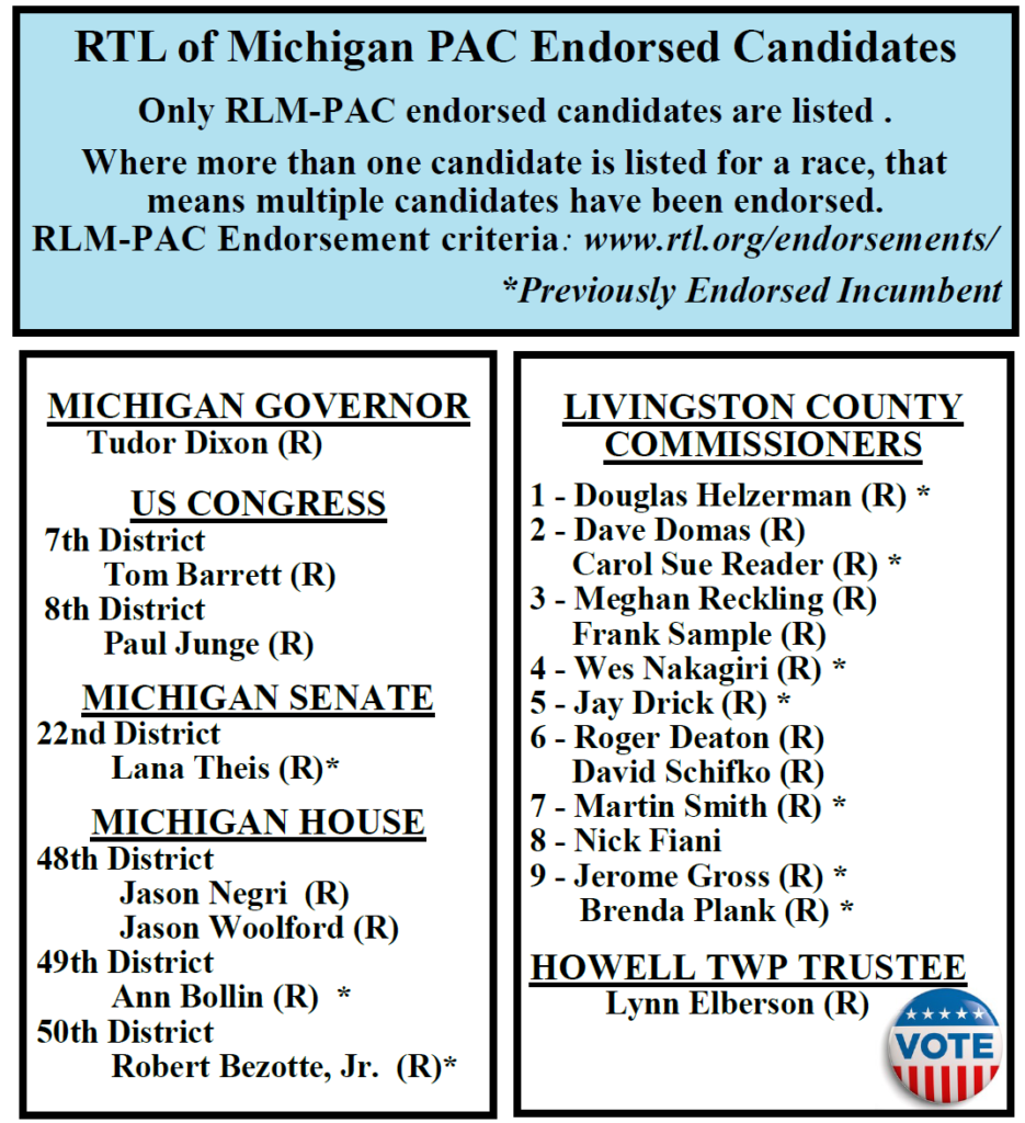 Livingston County Right to Life Endorsements
